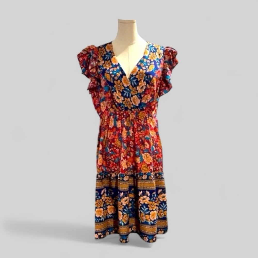 Kojooin Sexy V Neck Short Sleeve Dress Size L.